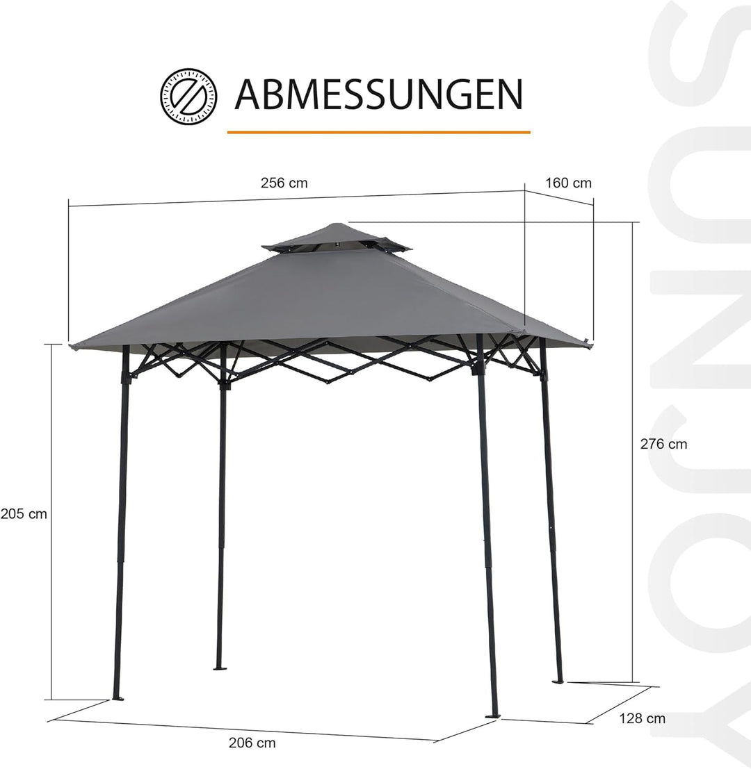 SUNJOY 2,4 x 1,5 m, Grill-Pavillon, Pop-Up-Pavillon, doppelstöckig, Outdoor-Pavillon, Stehhöhe, Bald