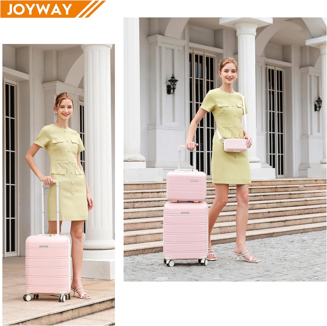 Joyway Kofferset 3 Teilig Hartschale mit 4 Rollen und TSA-Schloss Der Gepäcksets Enthält 1 Kosmetikk