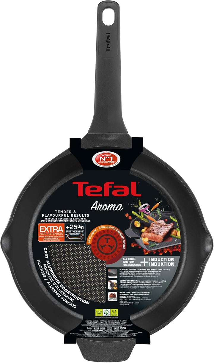 Tefal Aroma 3er Set Pfannen: 3 Pfannen 22/24/26 cm aus Aluminiumguss, Titan Beschichtung, Antihaft-P
