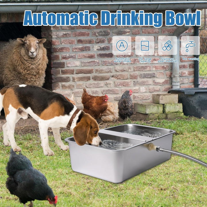 Automatischer Wassernapfspender für Hunde, 25 Liter, für grosse Rassen, rostfreier Wassernapf für Hu