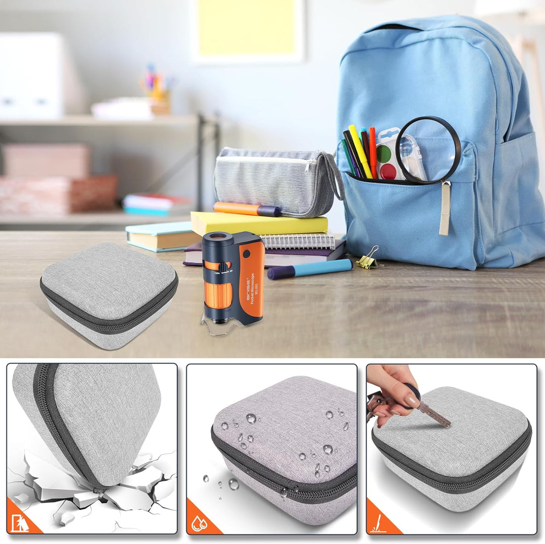 Taschenmikroskop 60-120-facher Zoom mit LED, Handmikroskope für Kinder, Tragbares Mini-Mikroskop mit