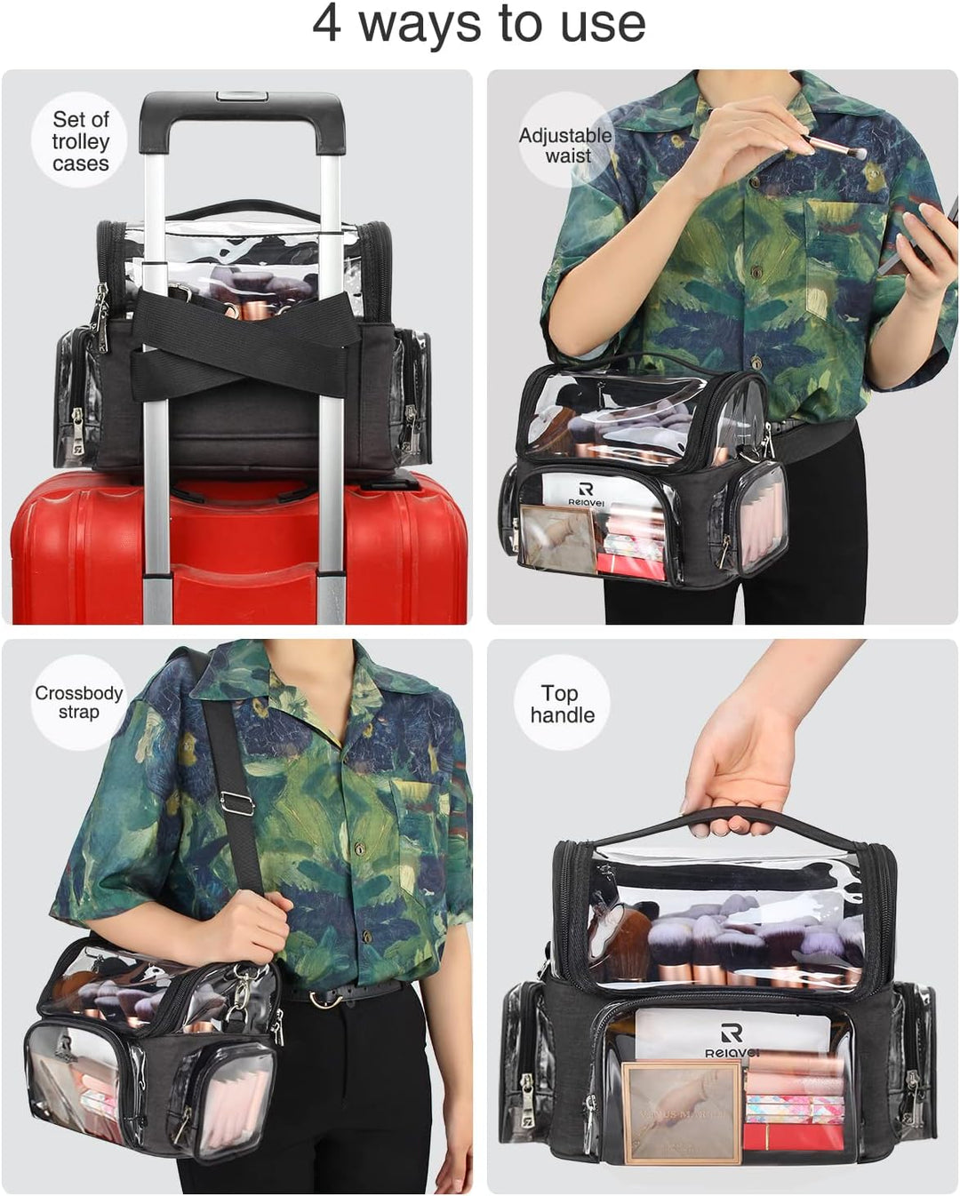 Relavel Make-up Pinsel Tasche, Portable Grosse Make up Pinselhalter, Professioneller Kosmetiktasche,