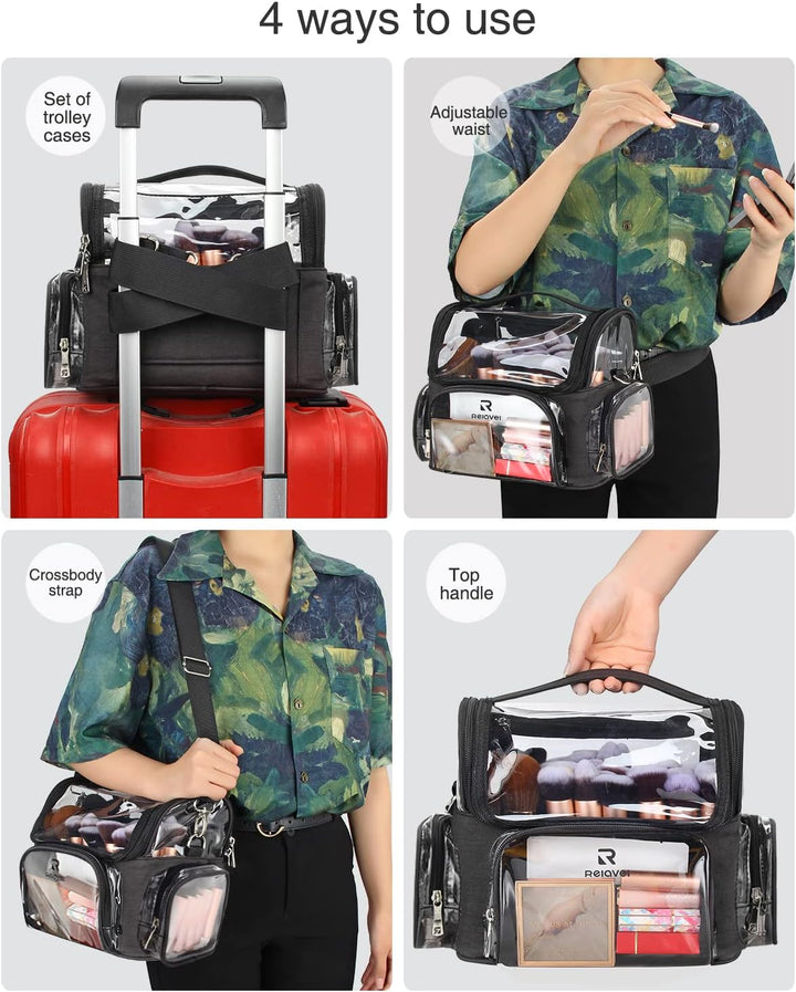Relavel Make-up Pinsel Tasche, Portable Grosse Make up Pinselhalter, Professioneller Kosmetiktasche,