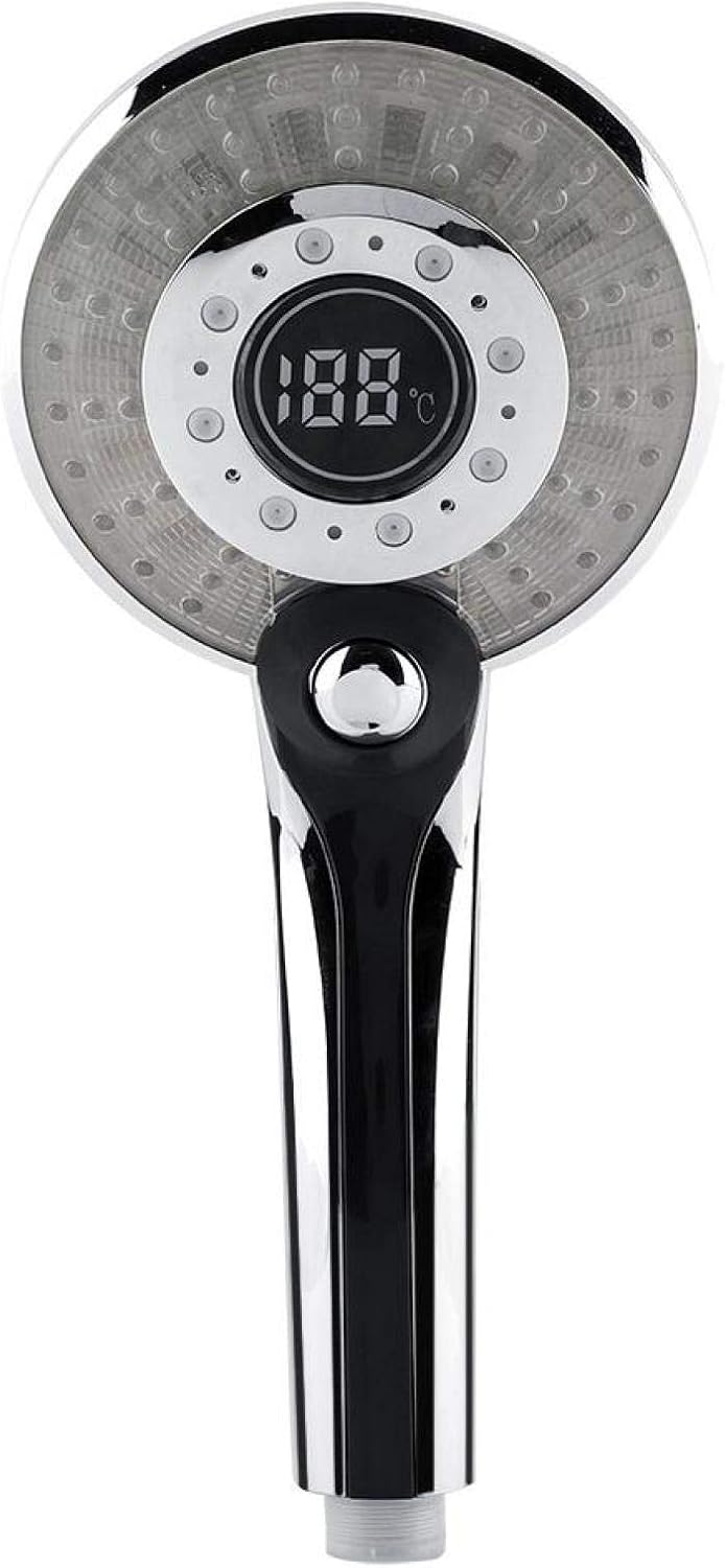 Duschkopf Led, 3 Farben Farbwechsel Temperaturregelung, Digitales LCD-Display, Handbrause mit Digita