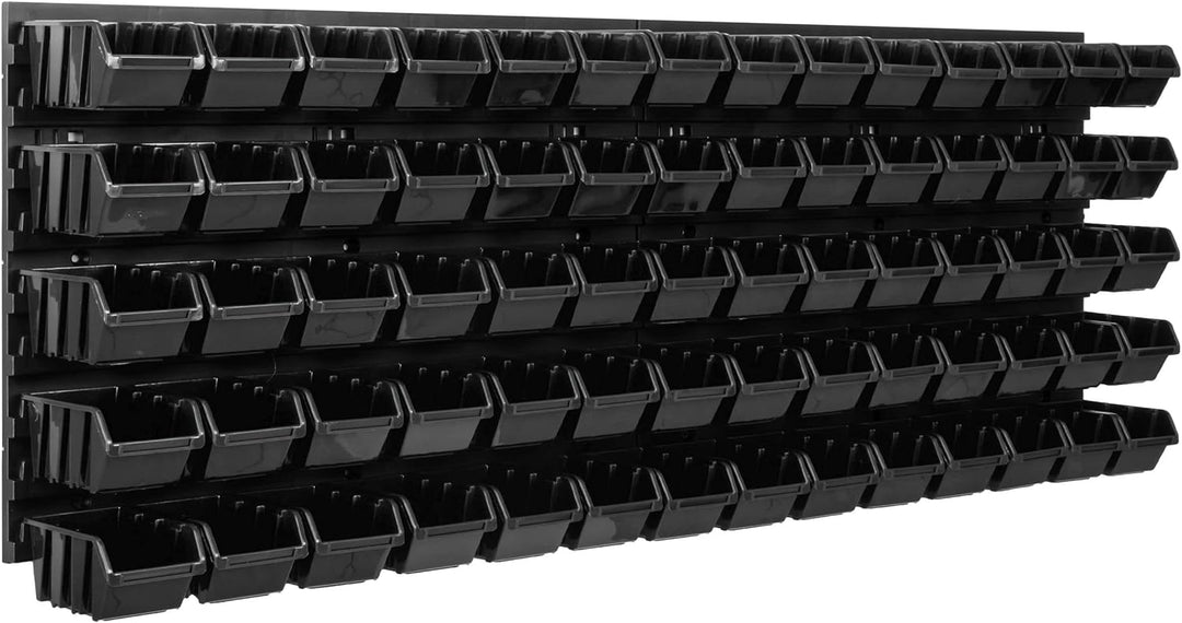 SimpleThing Lagersystem Werkstattregal | 115 x 39 cm | 70 stck. Box | Wandregal mit Stapelboxen - Wa