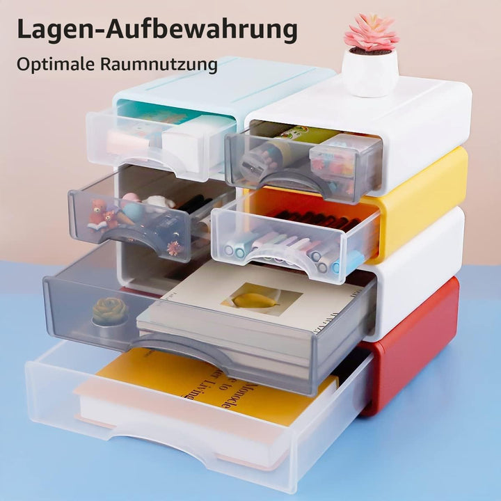 3Pcs Schreibtisch Organizer Schubladen, Stapelbare Desktop Aufbewahrungsbox mit 3 Schubladen, Büro S