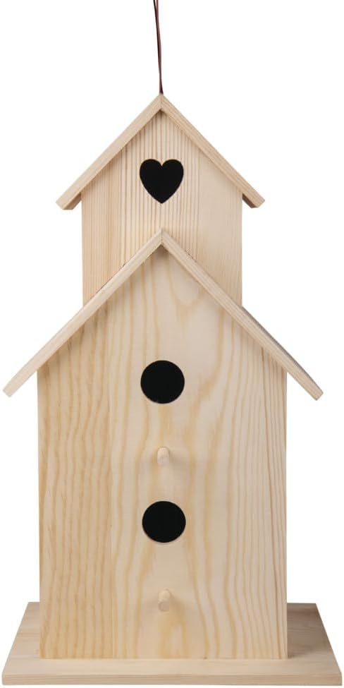 Rayher Holz-Vogelhaus XL, Kiefernholz, FSC zertifiziert, 22 x 19 x 39 cm, 64510505, Natur 22x19x39cm