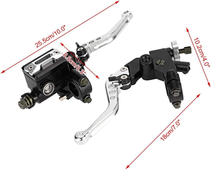 EVGATSAUTO Bremskupplungs-Master 1 Paar 22-mm-Universal-Motorradzylinder-Reservoirhebel(Silber), Sil