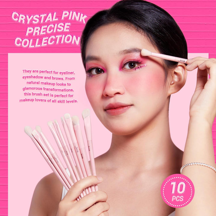 Jessup Pinselset Makeup Augenpinsel Lidschattenpinsel Lidschatten Pinsel Set 10tlg rosa Augen Make u