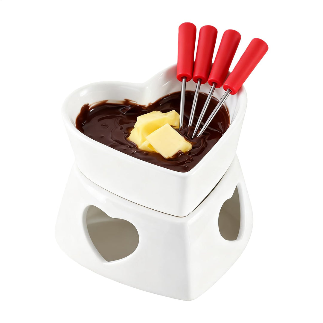 Keramike Schokofondue Tasse | Schokoladenfondue Tasse Mit 4 Gabeln | Butter Schokoladen Pot Zum Schm