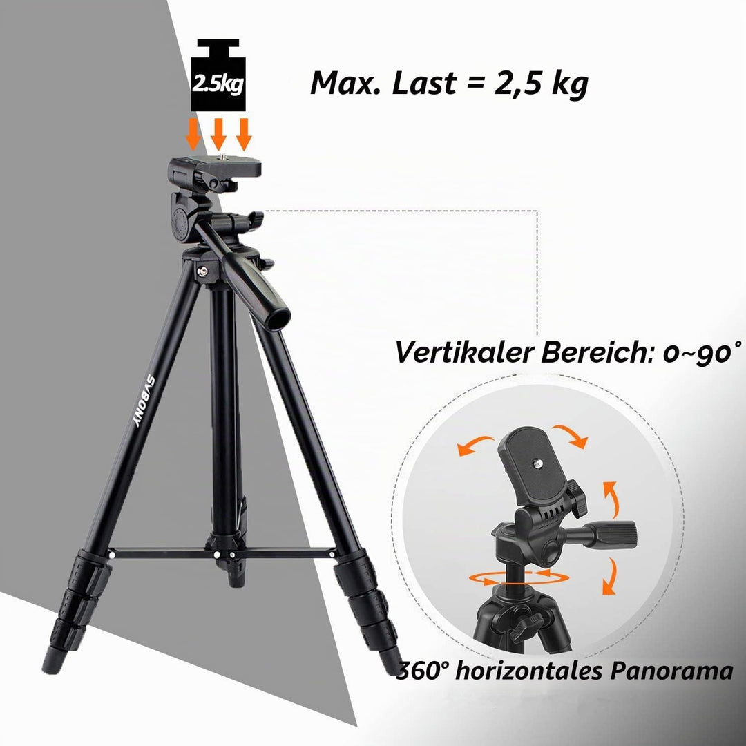 Svbony SV101 Stativkamera, 138cm-Aluminiumstativ Kompaktes, Leichtes Stativfernrohr mit Tragetasche