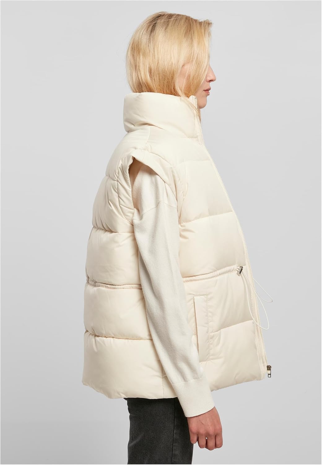 Urban Classics Damen Ladies Waisted Puffer Vest Weste M Whitesand, M Whitesand