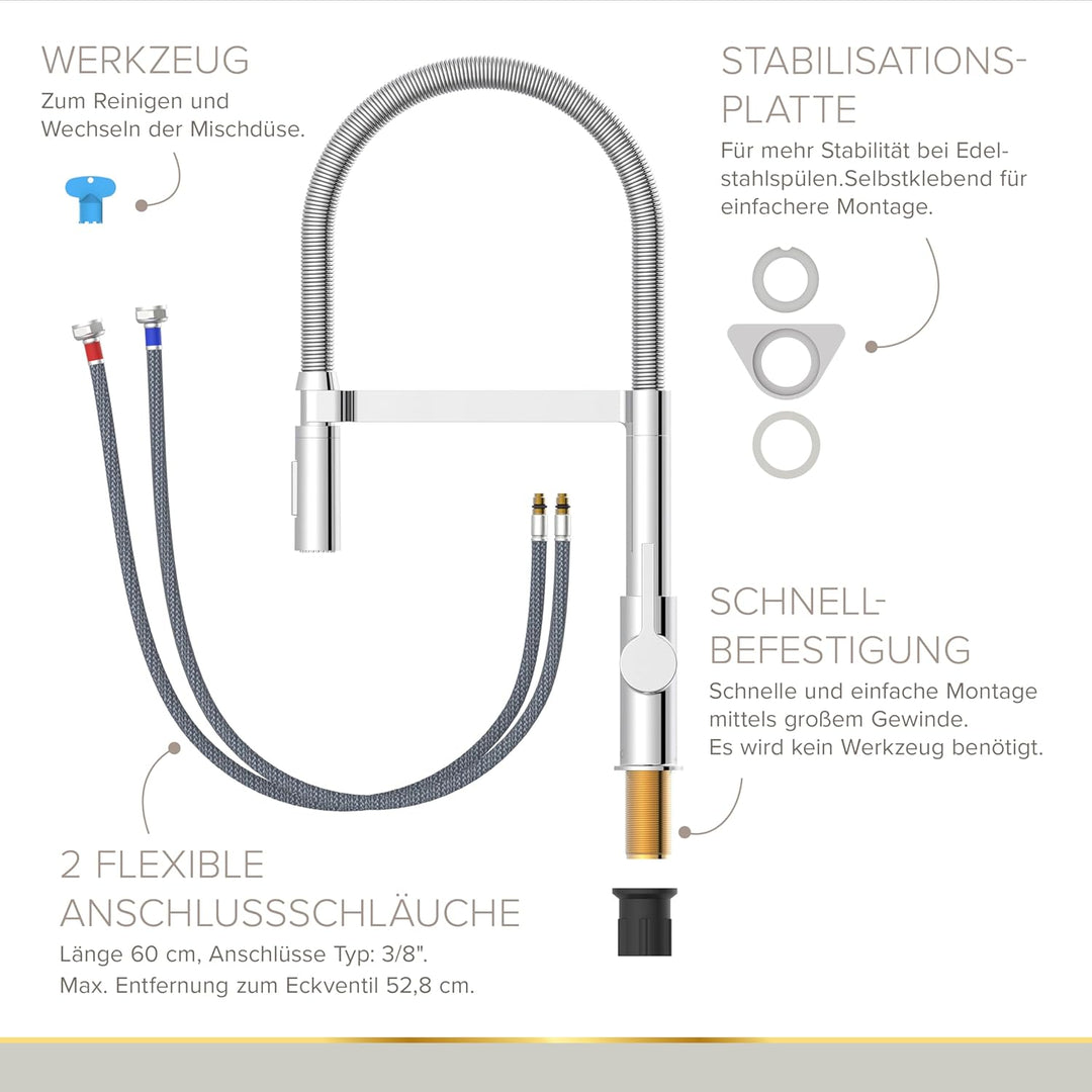 Lenz ALUNA Küchenarmatur mit Pendelbrause Chrom 46070502