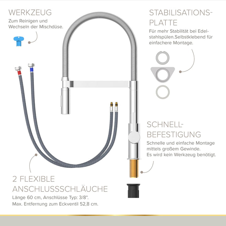 Lenz ALUNA Küchenarmatur mit Pendelbrause Chrom 46070502