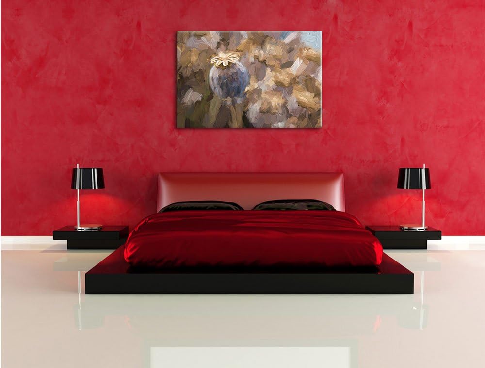 Pixxprint Mohnkapsel der Mohnblume Kunst als Leinwandbild/Grösse: 100x70 / Wandbild/Kunstdruck/ferti