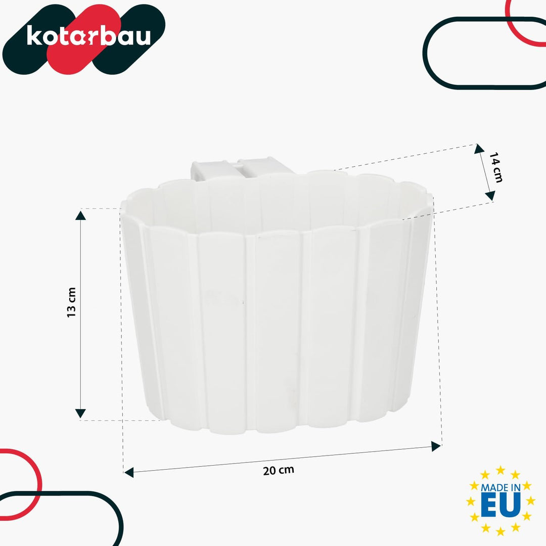 KOTARBAU® 6er Set Blumentopf Hängend - Pflanzkübel - 20 x 14 cm H: 13 cm Weiss - Übertopf Kunststoff