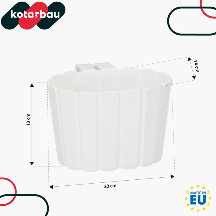 KOTARBAU® 6er Set Blumentopf Hängend - Pflanzkübel - 20 x 14 cm H: 13 cm Weiss - Übertopf Kunststoff