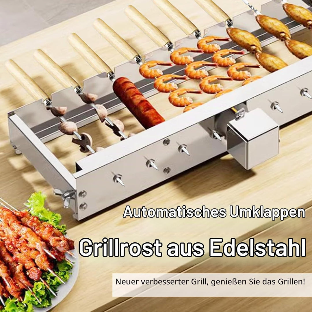 Elektrischer Drehspiess, 50 cm Grillspiessdreher Edelstahl Mit USB Motor 5 U/Min 9 Loch Schaschlik D
