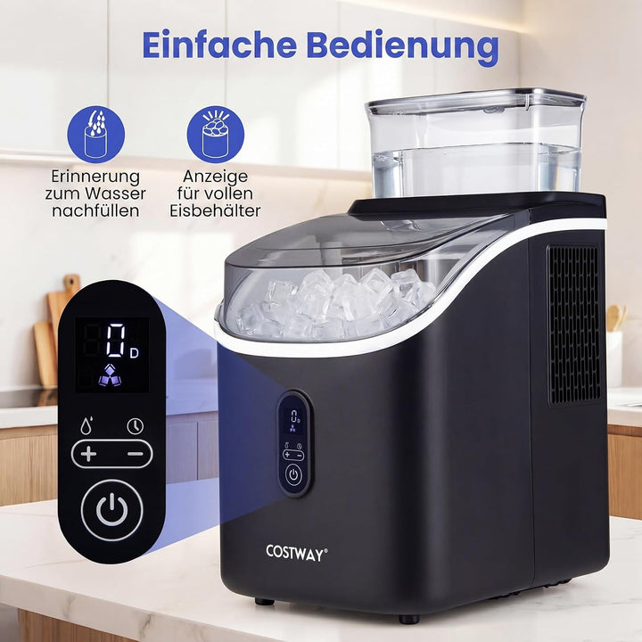 COSTWAY 1,5L Eiswürfelmaschine, Ice Maker 15kg in 24H | Eismaschine 16 Eiswürfel in 13min, Eiswürfel