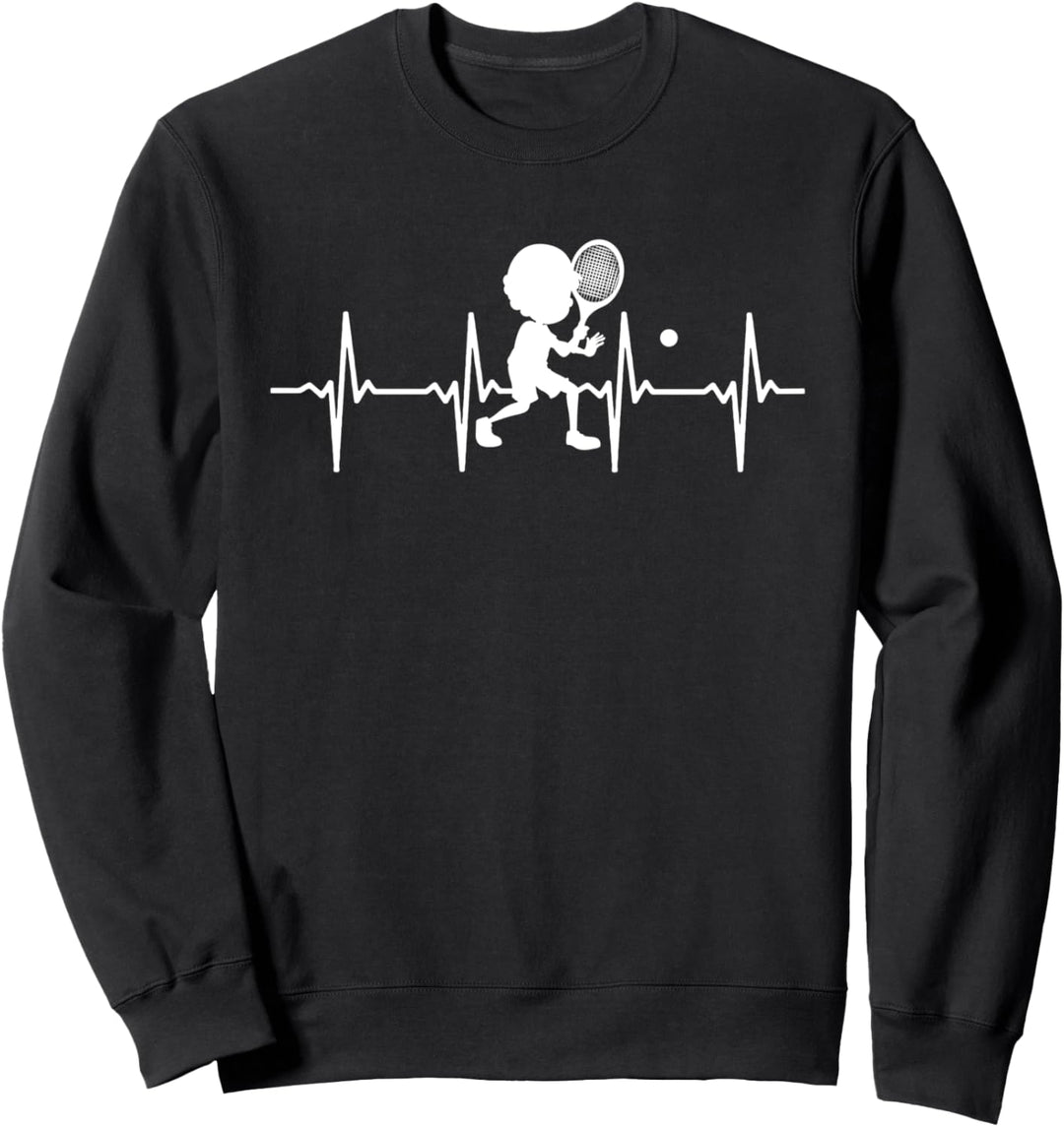 Tennis Lover Heartbeat Tennis Player Kids Racquetball Ball Sweatshirt