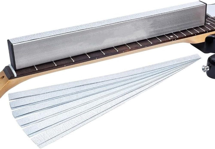 Gitarrenbauer-Werkzeug für Gitarrenhals, Bundbalken-Nivellierung, komplett mit Schleifpapier