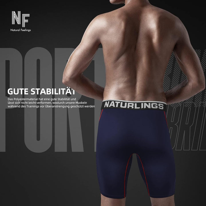 Natural Feelings Langes Bein Sport Boxershorts Herren 3/4er Pack Elastisch 9 Zoll Unterhosen Männer