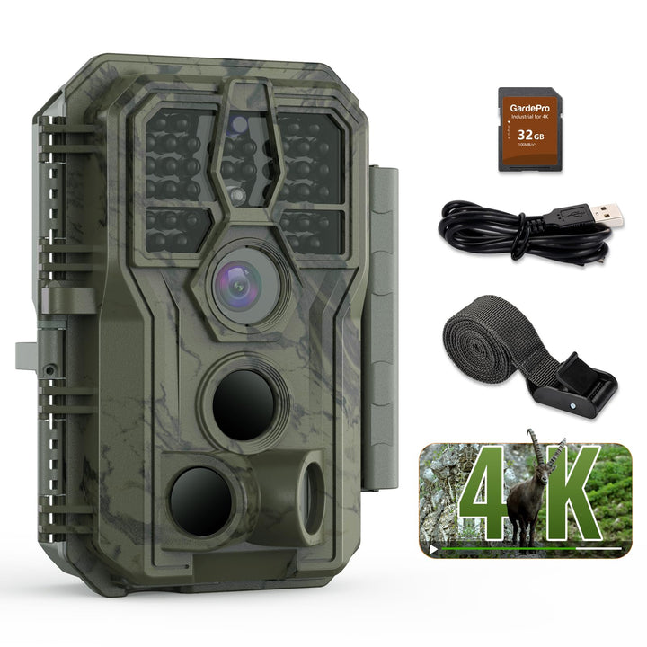 GardePro A50 4K Wildkamera mit 32 GB SD-Karte, 64MP, Wildkamera mit Bewegungsmelder Nachtsicht bis 3