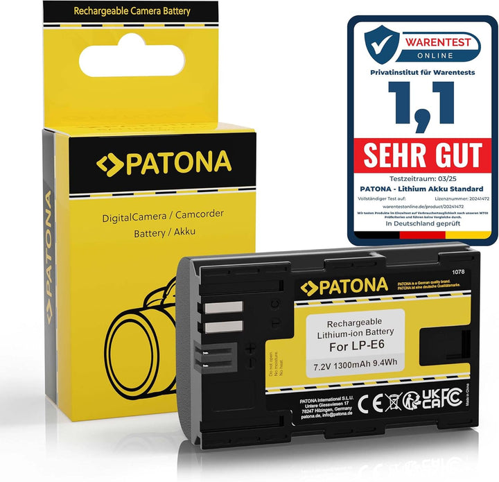 PATONA Akku LP-E6 Kompatibel mit Canon EOS R 7D 6D 5D Mark II III 80D