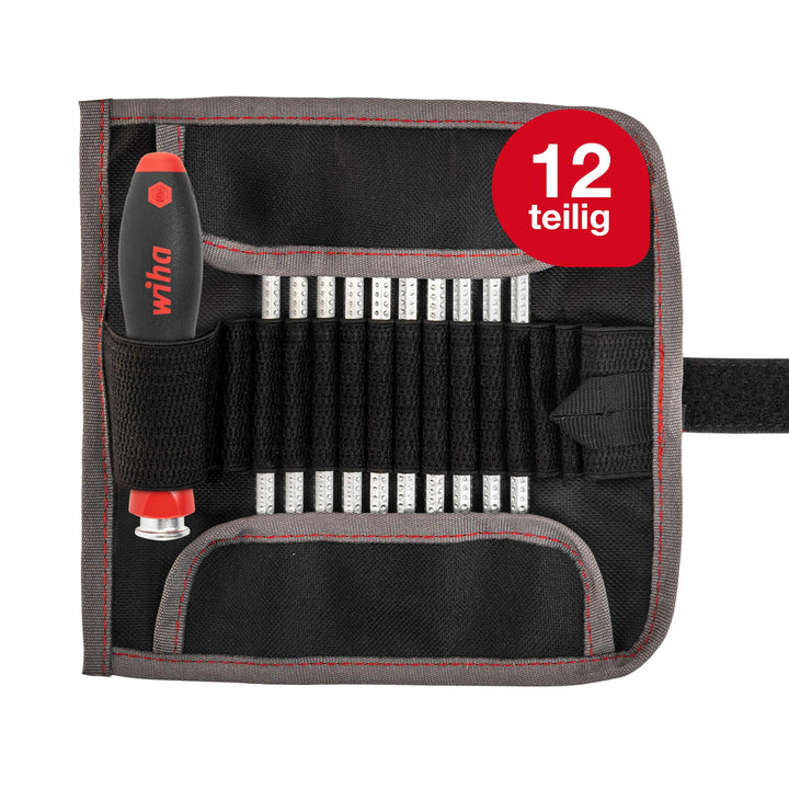 Wiha Schraubendreher mit Wechselklinge Kombiklingen-Satz SYSTEM 4 in Rolltasche (27820) / 12 teilig,