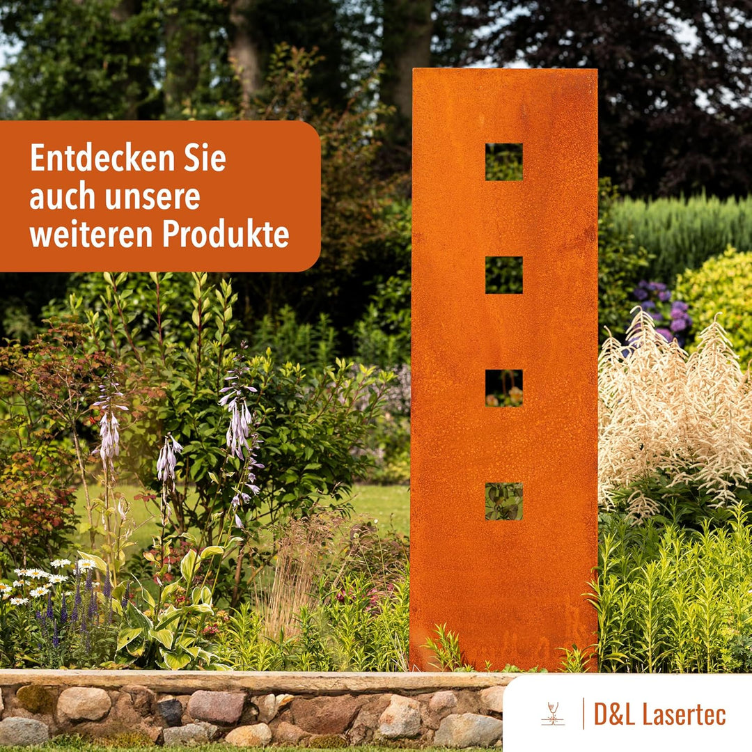 D&L Lasertec Herz aus Metall, Holz Regal, Rost, Edelrost, Holzregal Garten, Terrasse - Deko L+XS