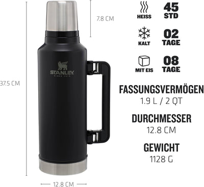 Stanley Classic Legendary Thermosflasche Edelstahl 1.9L - Thermos Hält 45 Stunden Heiss oder Kalt -