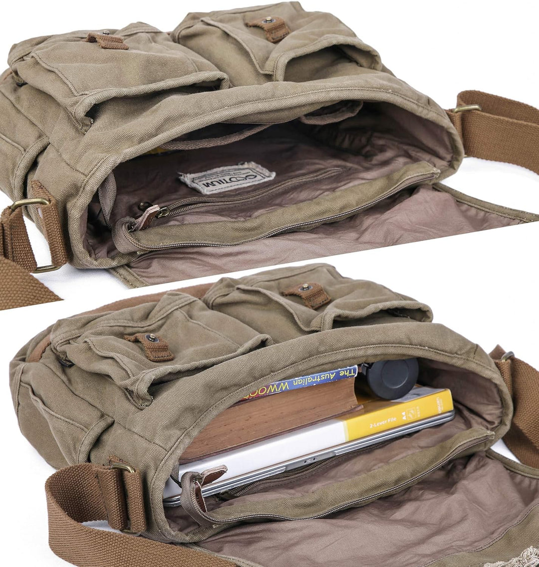 Gootium Canvas Messenger Bag - Vintage Umhängetasche Fransen Stil Satchel, armee-grün (Grün) - 80808