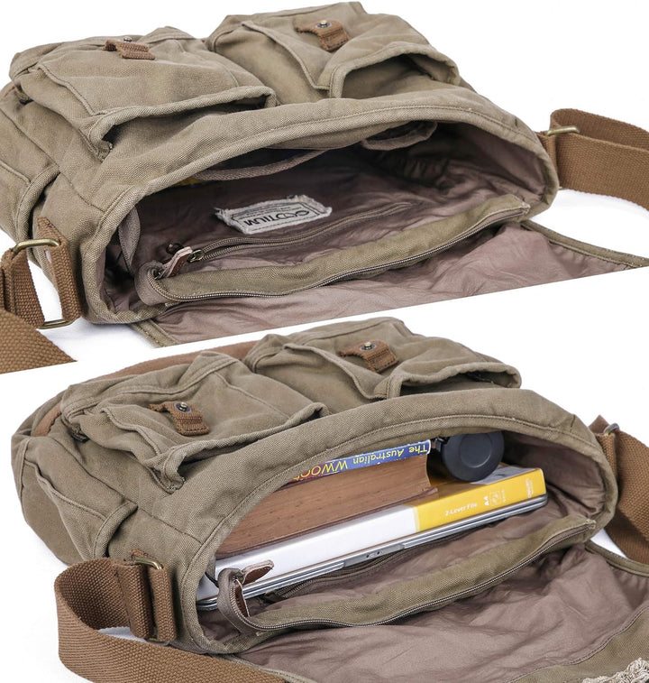 Gootium Canvas Messenger Bag - Vintage Umhängetasche Fransen Stil Satchel, armee-grün (Grün) - 80808