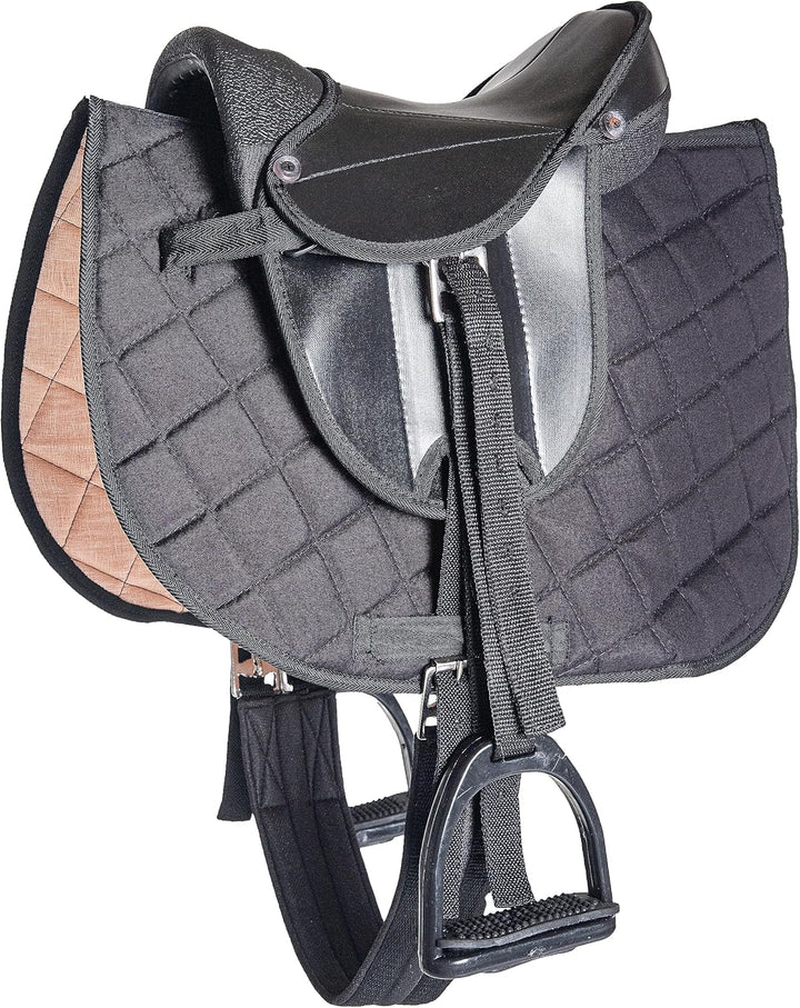 PFIFF 103106 Sattelset für Shettys oder Holzpferde, Komplettset, Kindersattel, Schwarz, Schwarz