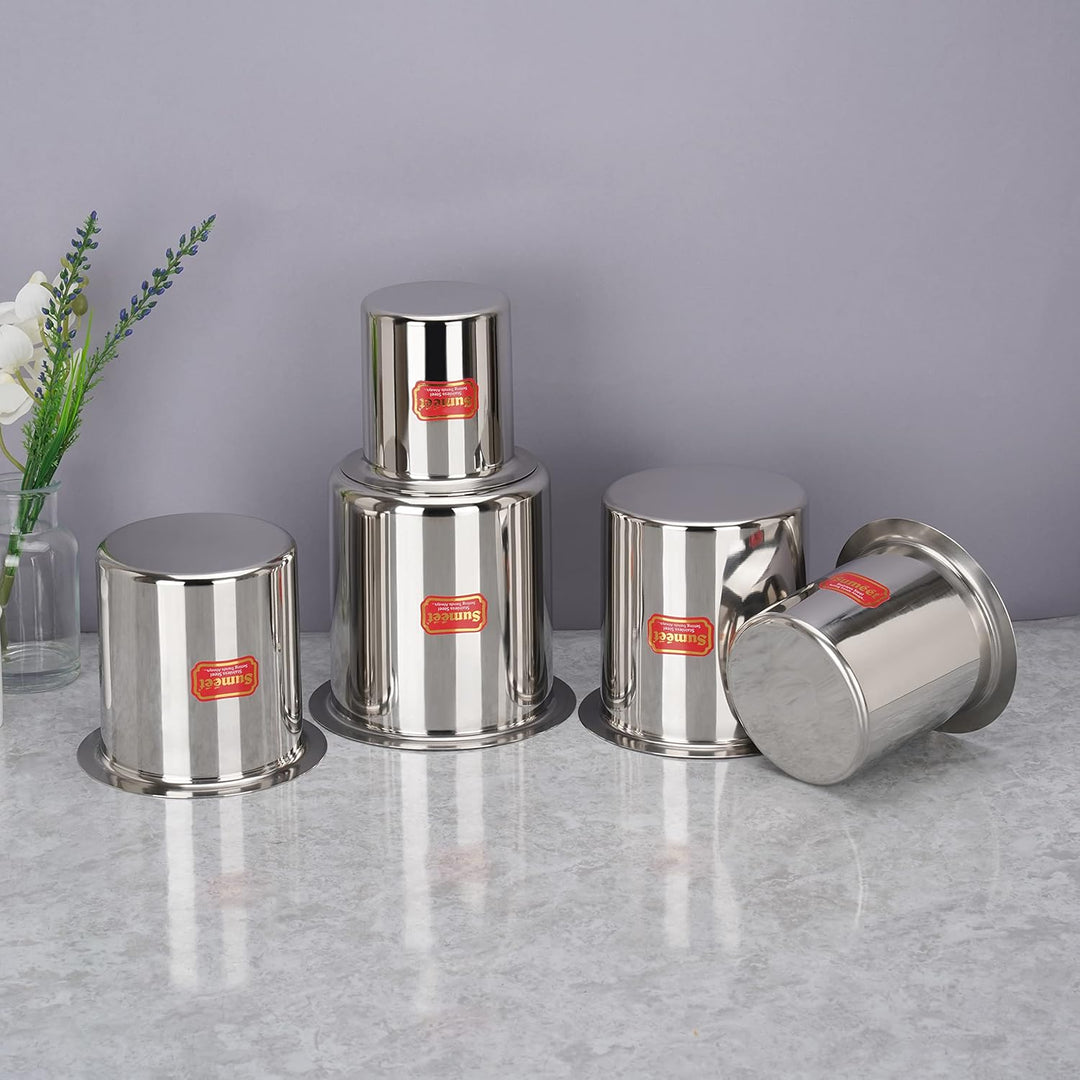 Sumeet Edelstahl Ganj/Milchkessel/Milchtopf/langes Tapeli-Set von 5 Stück (1150 ml, 1450 ml, 1800 ml