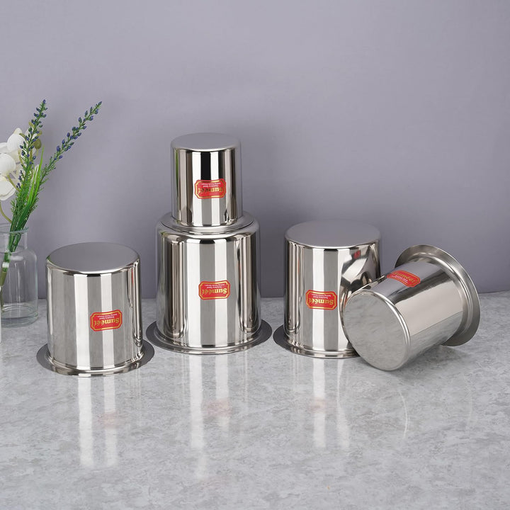 Sumeet Edelstahl Ganj/Milchkessel/Milchtopf/langes Tapeli-Set von 5 Stück (1150 ml, 1450 ml, 1800 ml