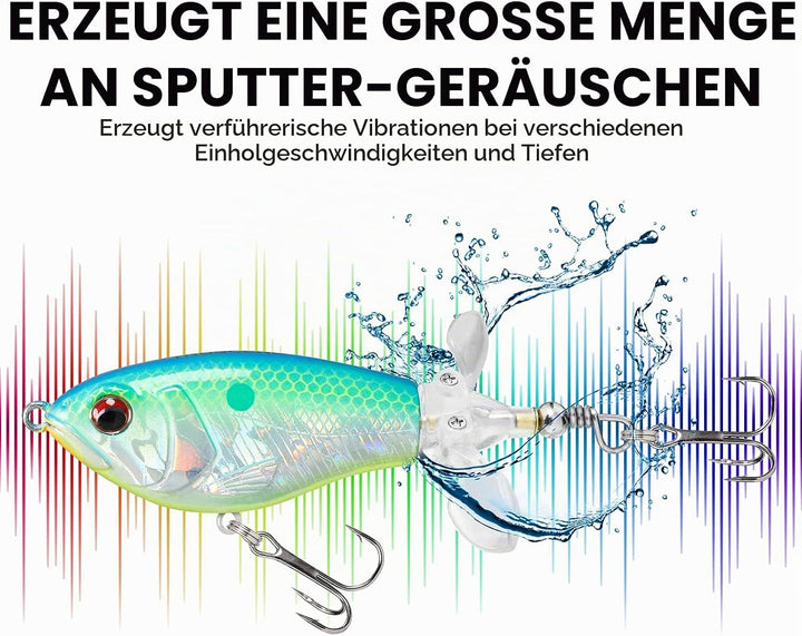 TRUSCEND Topwater Angelköder mit BKK Haken, Whopper Angelköder für Süsswasser oder Salzwasser, Schwi