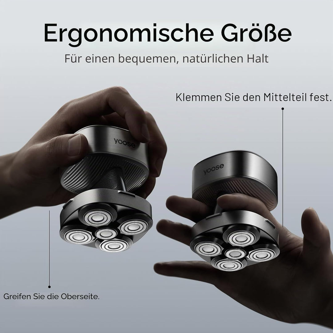 yoose Glatzen- Rasierer Herren elektrisch, IPX7 Glatzenrasierer (magnetisch 5 Scherköpfe, 90 Mins La