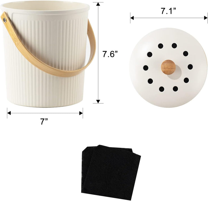 LALASTAR Komposteimer mit Deckel, aus nachhaltiger Bambusfaser, geruchloser Küchenkomposteimer, 3,5