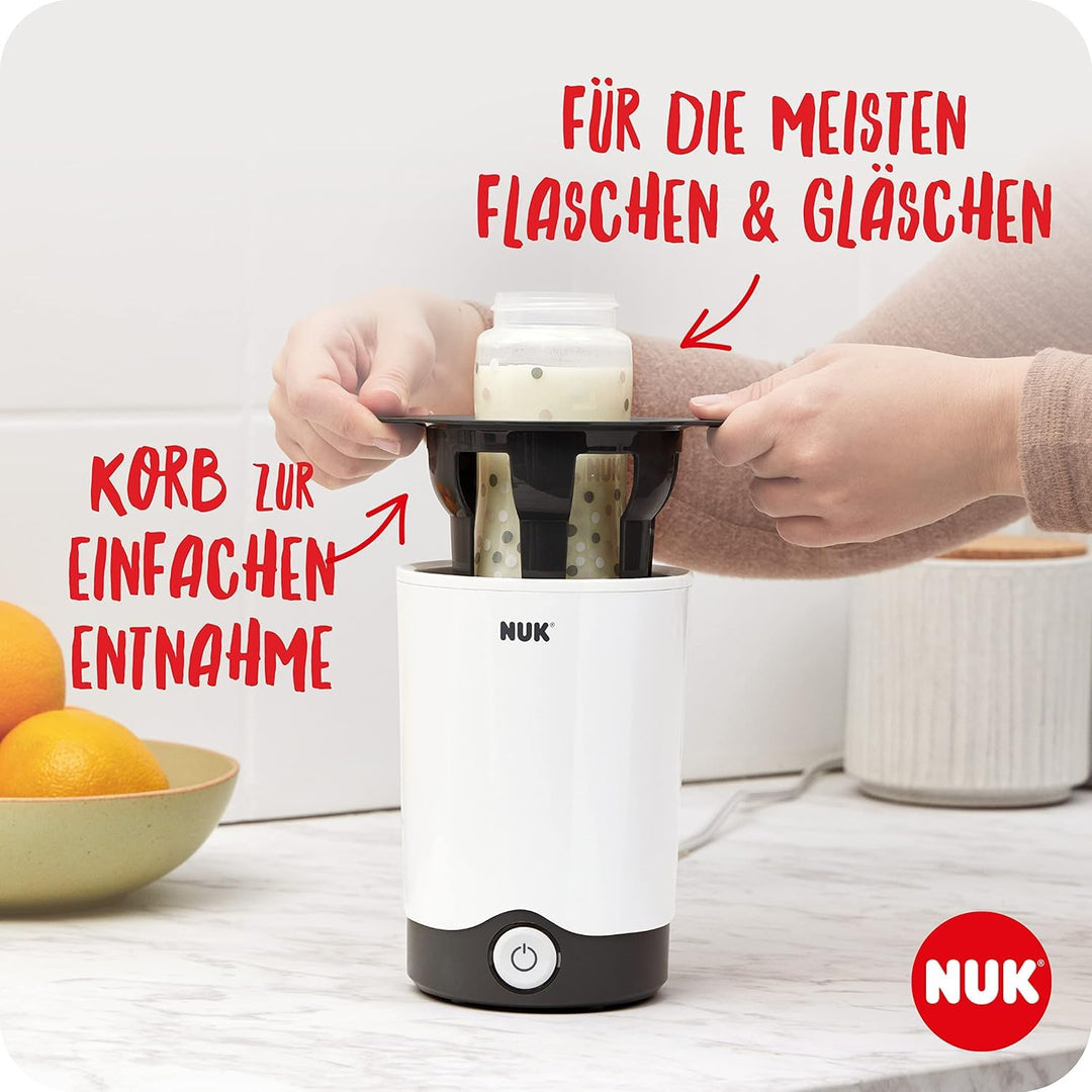 NUK Thermo Express Plus Flaschenwärmer + First Choice+ Flaschen Set (Rosa/Weiss, 3 Stück) – Erwärmt
