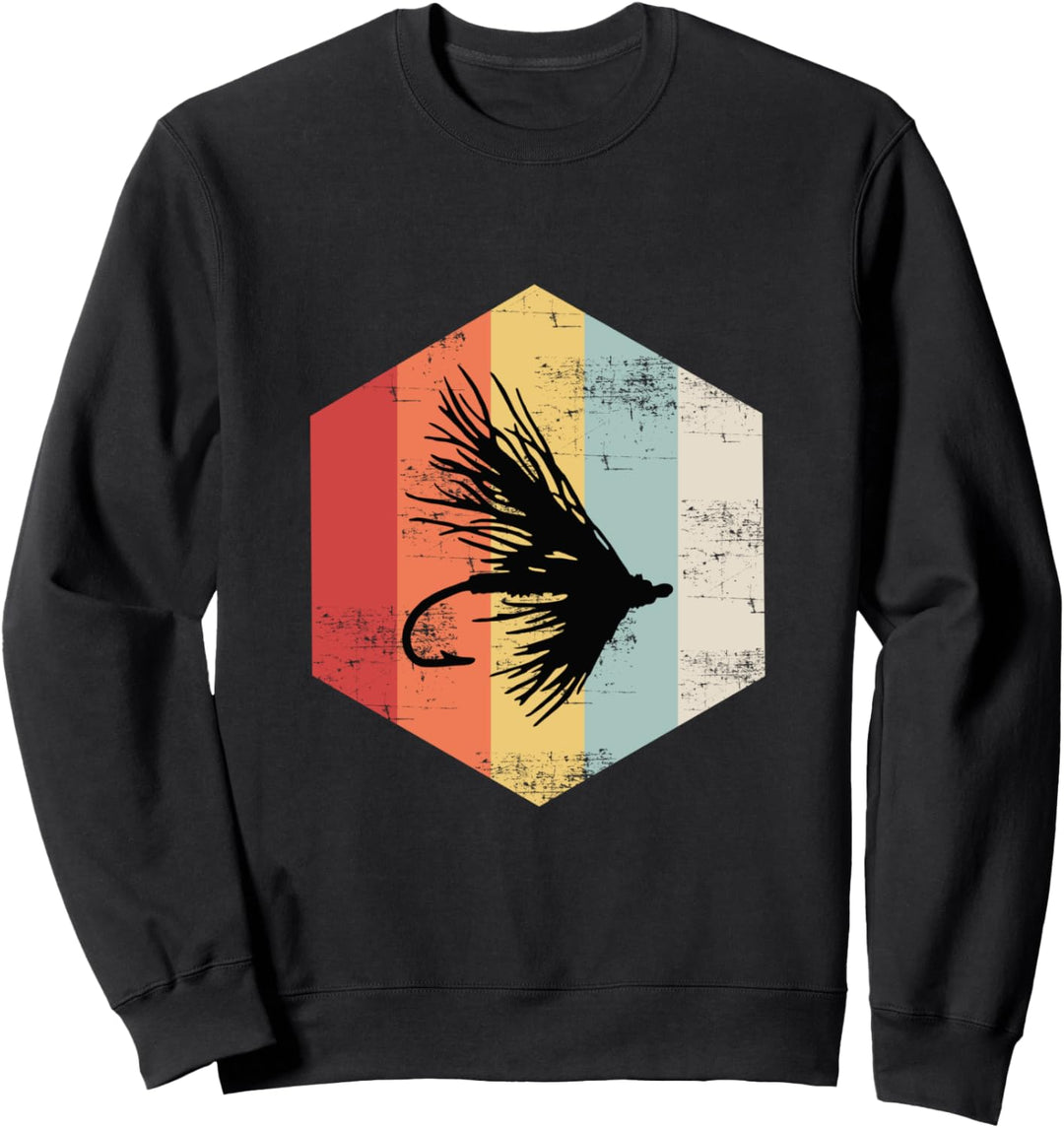 Vintage Retro Fliegenfischen locken Angler Sweatshirt