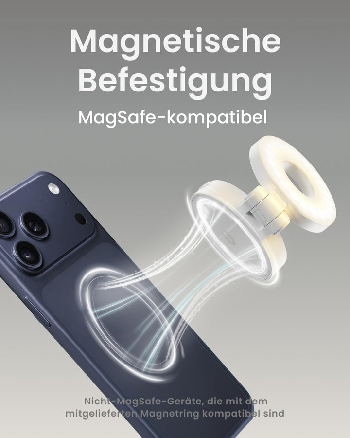 KraftGeek Magnetische Selfie Licht Kompatibel mit Magsafe, Tragbares LED Handy Licht für iPhone/Andr