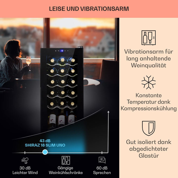 Klarstein Weinkühlschrank, 1 Zonen Getränkekühlschrank Klein, Kleiner Weinschrank 50L, Wein-Kühlschr