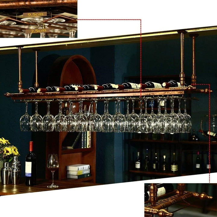 N / A Decke Weinregal LINLINZ Weinregal Flaschenregal Für 11 Flaschen 30 Becher Aufhängen, Flaschens
