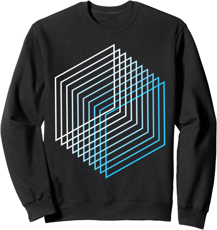 Blue Geometric Cube Modern Graphic Sweatshirt
