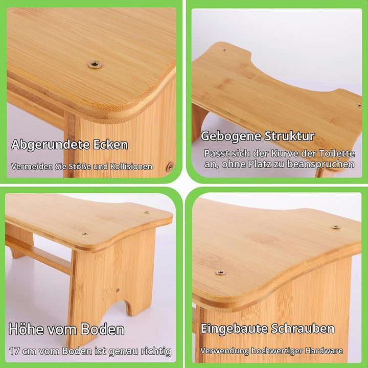 ASelected Toilettenhocker Kackhocker 30 x 19 x 17 cm Toilettenfusspedal aus Holz Squatty Potty Tragb