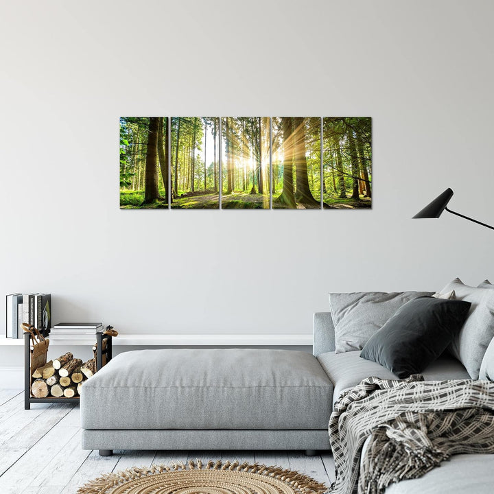 Runa Art Bild Wald Landschaft Wandbilder auf Vlies Leinwand 5 Teilig Wanddekoration Schlafzimmer Woh