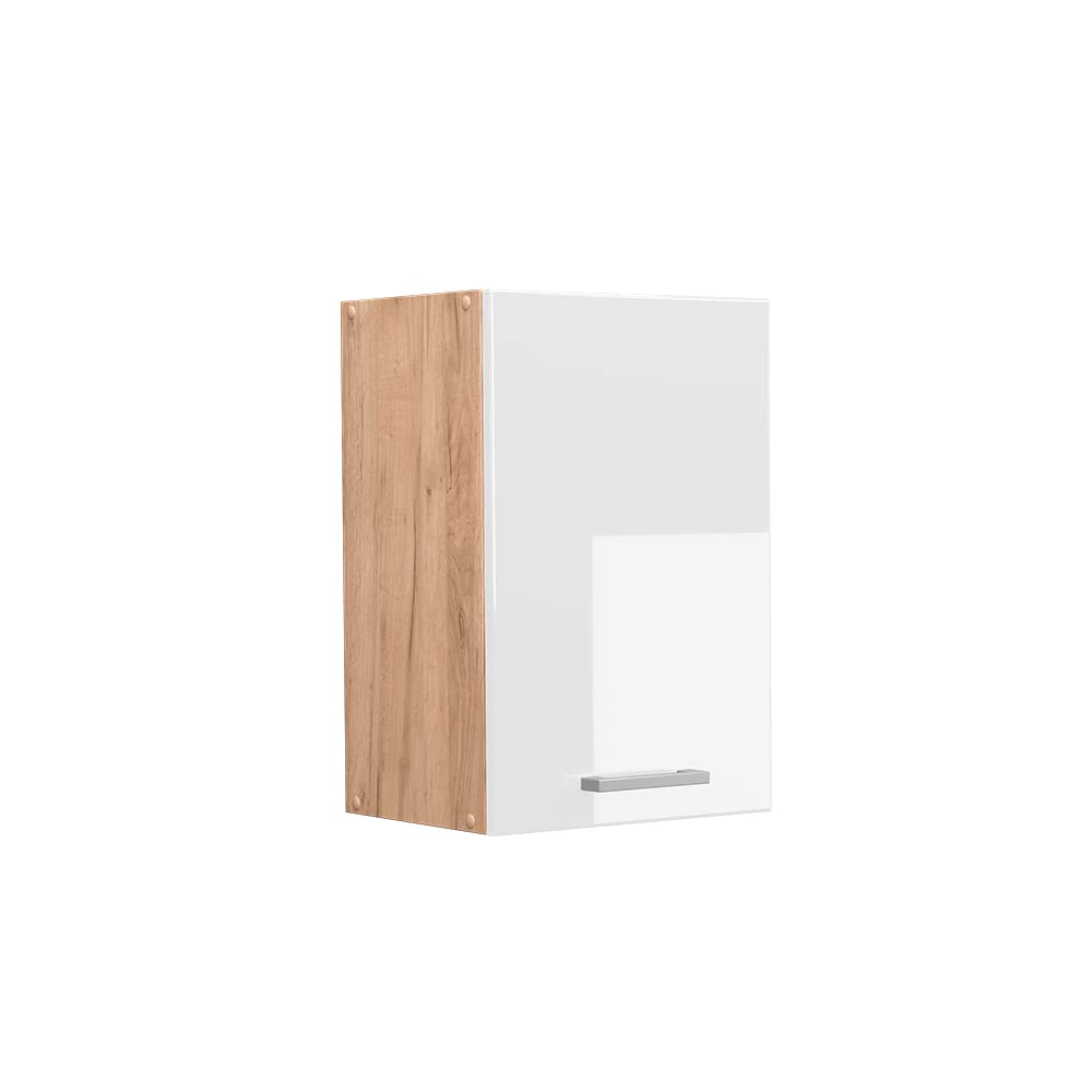 Vicco Hängeschrank R-Line, Weiss Hochglanz/Goldkraft Eiche, 40 cm Weiss Hochglanz Hängeschrank 40 cm