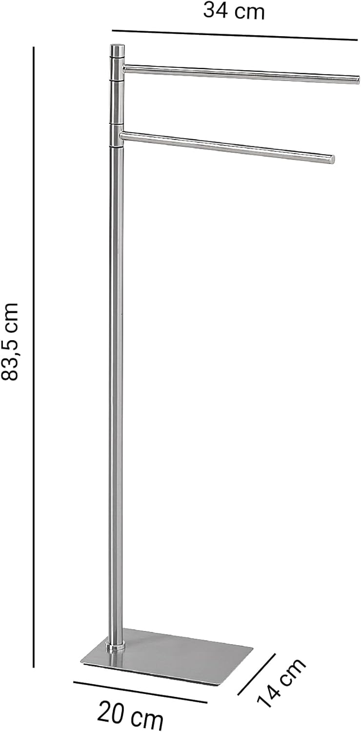 Gedy TRILLY Handtuchständer mit 2 Armen, gebürstet, Edelstahl, 14 x 34 x 83,5 cm 14x34x83,5cm Gebürs