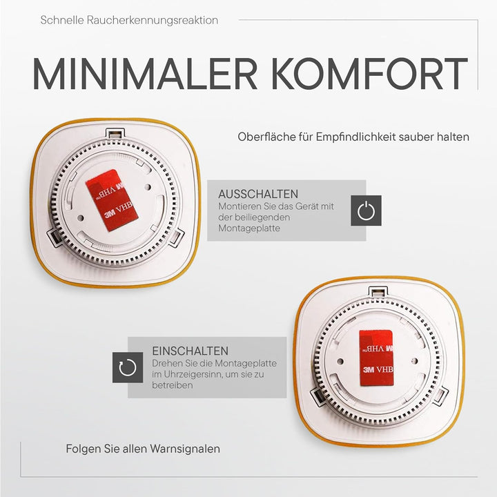 Jalo optischer Rauchmelder Kupu 10 für zu Hause - Feueralarm mit 10 Jahre Lithiumbatterie - Skandina
